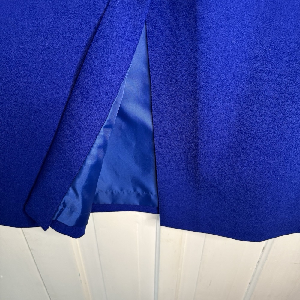 Kasper Blue Size 14P Wool Pencil Skirt Zipper Slit Lined Work Career Business - Picture 3 of 6